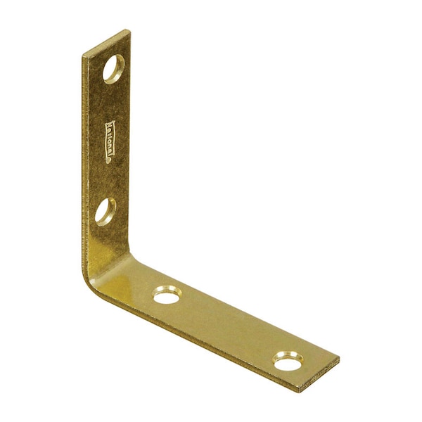 National Hardware National Hardware 3 in. H X 0.75 in. W X 0.11 in. D Brass-Plated Steel Inside Corner Brace N190-850 - main